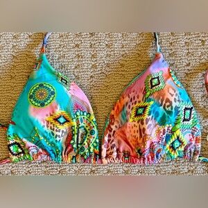 NWT Luli Fama Boho Bikini Top in Aztec, Sz Lge